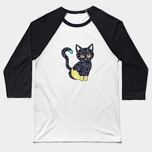 Blue, white Crystal cute Black Cat Baseball T-Shirt